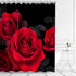 LIVILAN Red Shower Curtain for Bathroom, Black and Red Rose Shower Curtain with Hooks, 72" W x 84" H