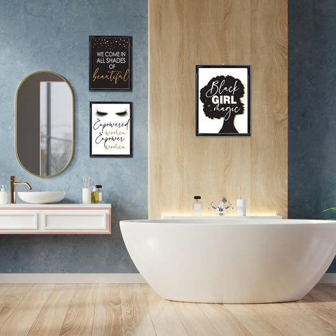 8 x 10 Inch Inspirational Wall D cor, Black Girls Bedroom Makeup Lash Lips Poster, Motivational Design Unframed