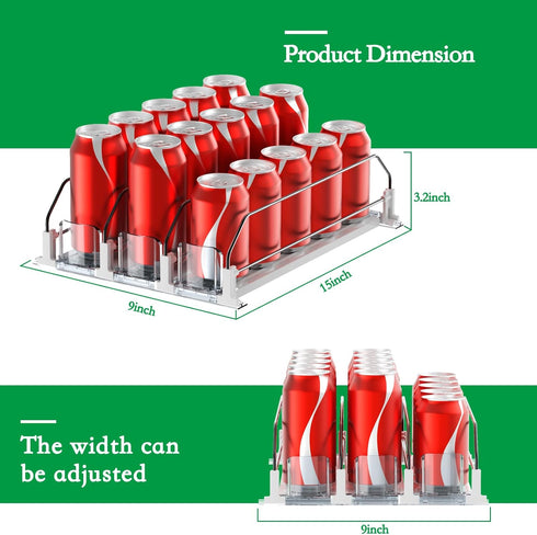 SZNLZQ Glide,12oz 16oz 20oz-Soda 15 Drink Organizer for Fridge-White Automatic Pusher Dispenser for Fridge-Holds up