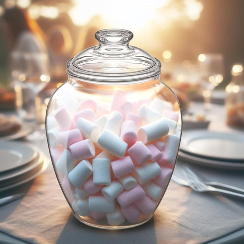 140-Ounce (7.5"(D) 10.5"(H)), Amazing Abby - Sugar Sugar - Plastic Candy Jar with Lid, Large Cookie Jar x Apothecary
