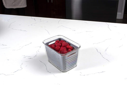 Kitchen Spaces Small Colander - Stackable Food Storage Bin, Grey