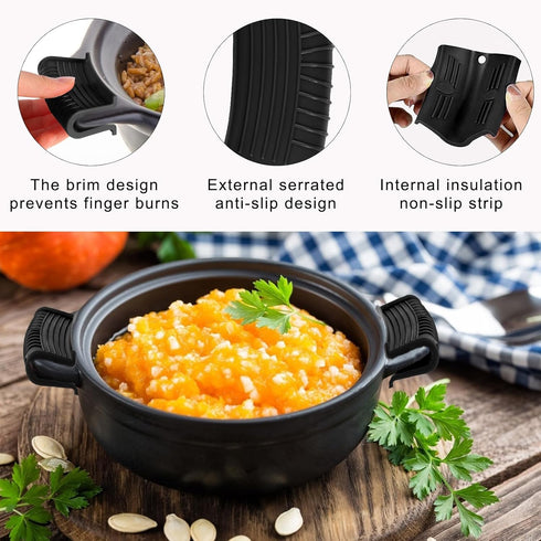 4 Pcs Non-Slip Silicone Hot Handle Holder, Heat Resistant Cover Sleeve for Cast Iron Skillets, Frying Pans