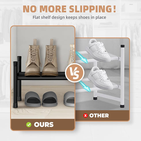 6 Closet, 1 STORAGE MANIAC Long Expandable Shoe Rack, Pairs Metal Wide Stackable Shoe Rack, Adjustable Shoes Shelf