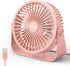 FARADAY USB Desk Fans, 5 Inches Portable Table Fans with 360° Head Rotation, Small Personal Desktop Fan (Pink)