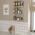 Wallniture Minori Washed White Floating Shelves for Wall Storage, Set of 3 Wood Bathroom Shelves with White Brackets