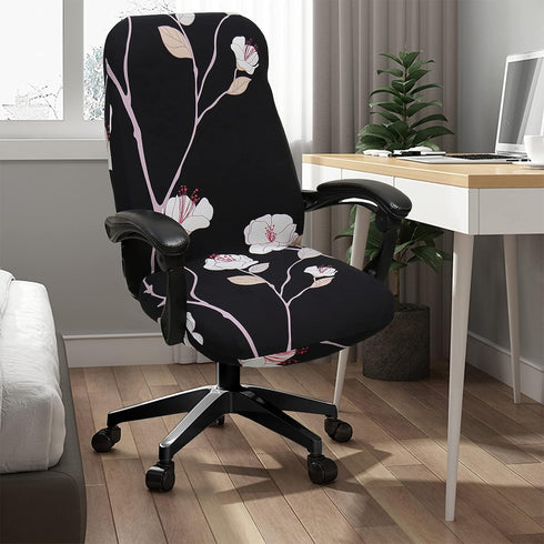 WOMACO Office Chair Covers Stretch Printed Computer Chair Slipover Universal Floral Boss Chair Protector Modern Simplism Style High Back Desk Chair Slipcovers (Elegant, Large) by WOMACO