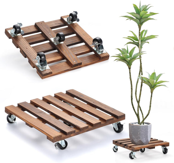 PRAQECZ 2 Pack Plant Stand with Wheels, 14" Rolling Plant Stand 264 LBS
