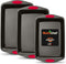 NutriChef 3-Piece Baking Pan Set, Premium Nonstick Carbon Steel Bakeware with Silicone Handles