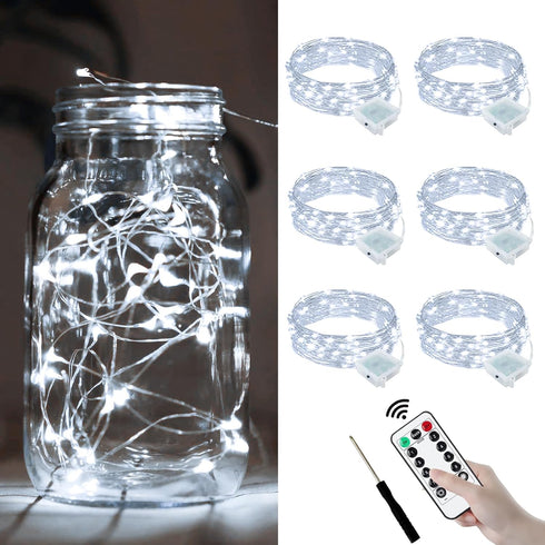 ZGWJ 6 Pack Fairy Lights Battery Operated with Remote, 7ft 20 LED