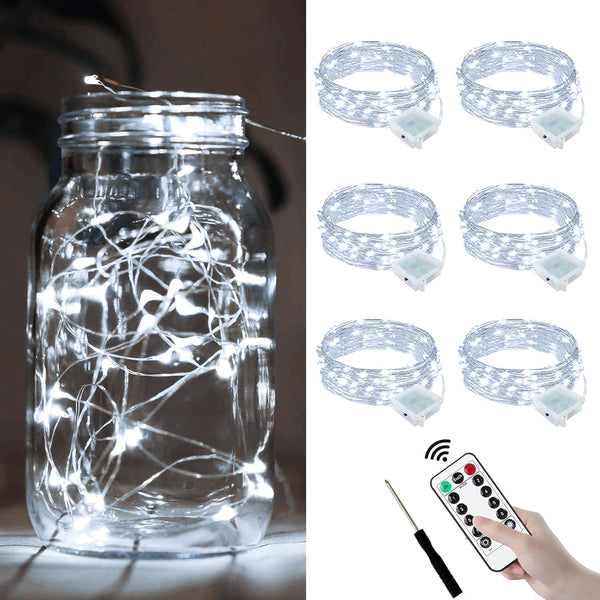 ZGWJ 6 Pack Fairy Lights Battery Operated with Remote, 7ft 20 LED