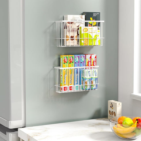 NiHome Magnetic Metal Basket Organizers 2PCS, Versatile Storage for Kitchen & Office, Holds Up to 14 lbs, Space-Saving