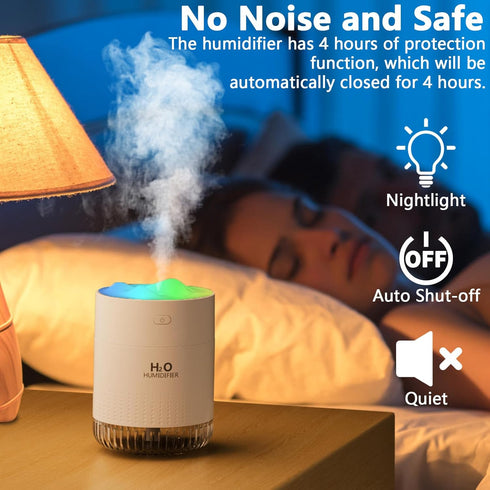 Besky Mini Portable Cool Mist Humidifier, 2 Modes with 7 Color Light for Baby Bedroom