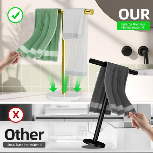 T Shape Freestanding Towel Rack for Bathroom, Organizer Countertop Hand Towels Stand, 304 Stainless Steel
