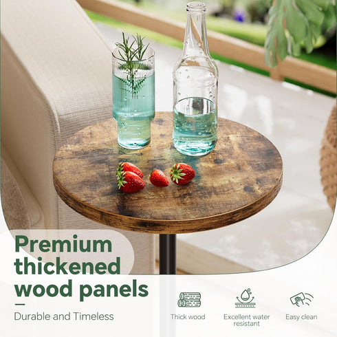 Simple Trending Small Side Table, Round Drink Table, Sofa End Table for Living Room, Coffee Tables for Bedroom, Rustic