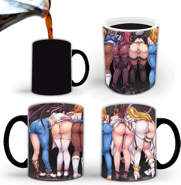 Funny White Elephant Coffee Mug, Color Changing Gag Gift for Adults, 11oz Anime Beauty Cup