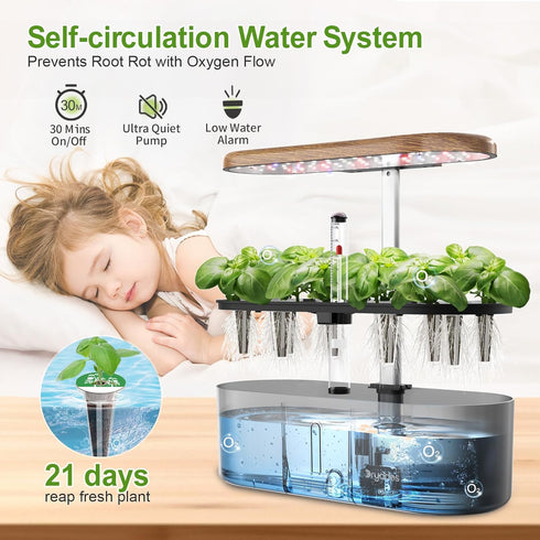 12 Hydroponics Growing System Indoor Garden: Pods Indoor Herb Garden Kit with LED Grow Light Plant Germination Kit