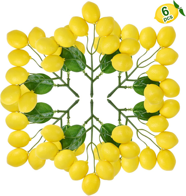 Pack of 6 Artificial Cherry Lemon Banana Peanut Orange Mulberry Bunch Simulation Plastic Fake Fruit for Decoration