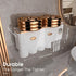 4 iHave Toothbrush Holders Wall Mounted with Toothpaste Dispenser & Cups - Premium White and Gold Design for Bathroom