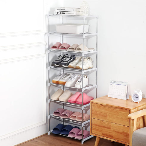 Closet (4-Tier, Small Shoe Rack, Narrow Stackable Shoe Shelf Organizer for Entryway, Doorway and Bedroom White)
