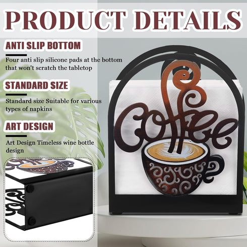 Cinnvoice Countertop Coffee Metal Napkin Holder Kitchen Decorative Paper Towel Stand Small Napkins Holder for Coffee