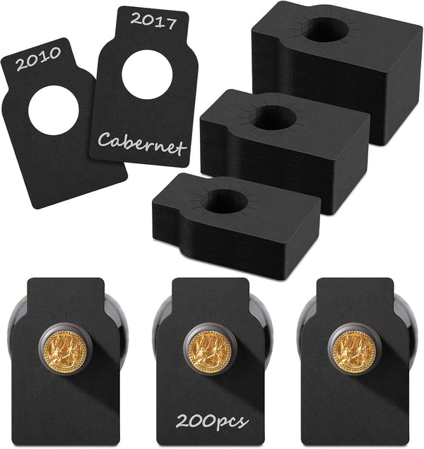 Outus 200 Pieces Wine Bottle Tags Paper Cellar Label Reusable Racks Marker Wine