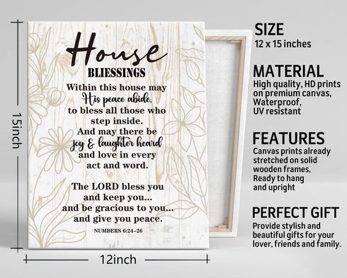 Canvas Wall Art House Blessing Decor, Inspirational Quote Prints for Home, Christian Family Gift, 12x15