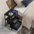 2 YBING Nightstand with Charging Station End Table with Fabric Drawer Bedside Table with USB Ports and Power Outlets