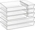 Criusia 8 Pack Large Clear Plastic Drawer Organizer Trays - BPA-Free Acrylic Storage Bins for Bathroom, Kitchen,