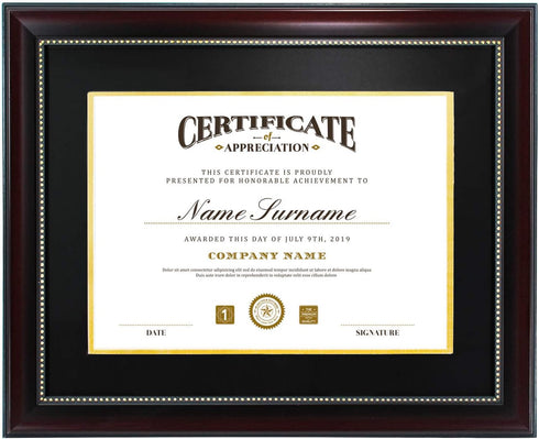 GraduatePro 8.5x11 Diploma Frame with Black Over Gold Mat, CPA License Frame, UV Protection Acrylic, Mahogany with Gold