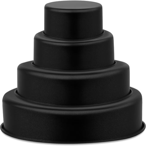 P&P CHEF Nonstick Cake Pan Set of 4 (4 + 6 + 8 + 9.5 Inch), Round Baking Pans for Layer Cake, Oven Safe