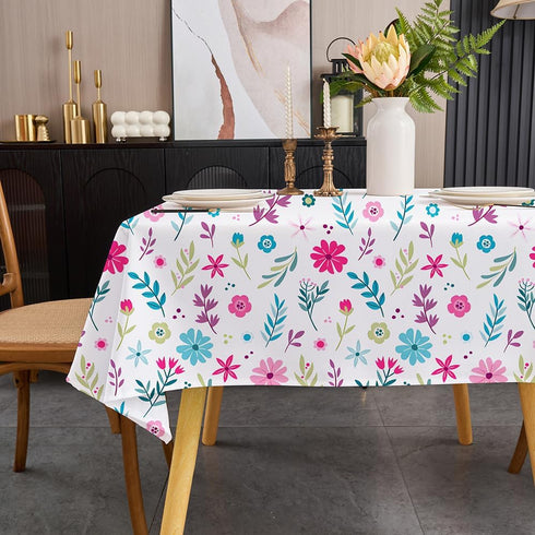 36 inch 2-4 Small Square Spring Tablecloth Floral Table Cloth for Seats Outdoor Patio Coffee Table Cute Wildflower