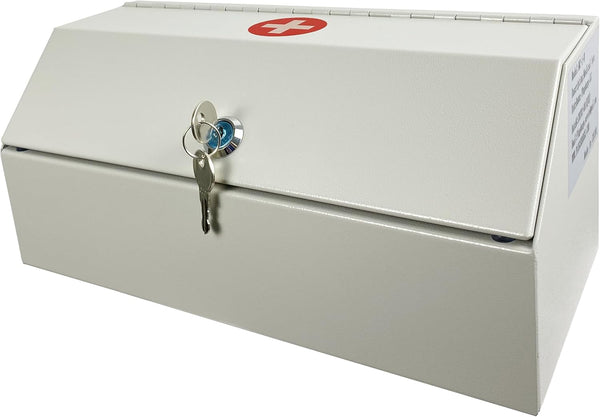 Medicine Lock Box for Safe Medication Storage, Lockable Medicine Cabinet, Child Proof Organizer, Locking Wall Mounted