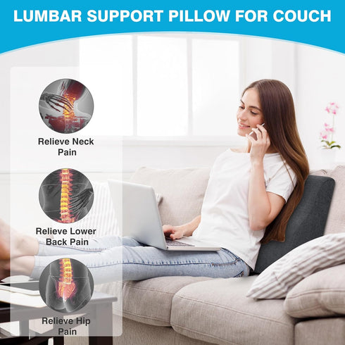 TANYOO Back Support Pillow for Recliner Dual Layer Lumbar Support Pillow with Gel Memory Foam Ergonomic Orthopedic