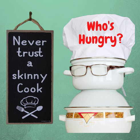 Popfizzy Funny Kitchen Wall Decor, Never Trust a Skinny Cook Sign, 5"x10", Skinny Chef Kitchen Decoration