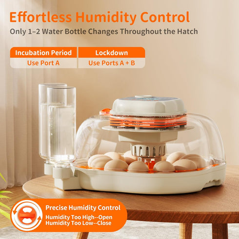 12 30 APDOE Egg Incubators for Hatching Eggs, Temperature and Humidity Control, Automatic Egg Turning, Egg Candler