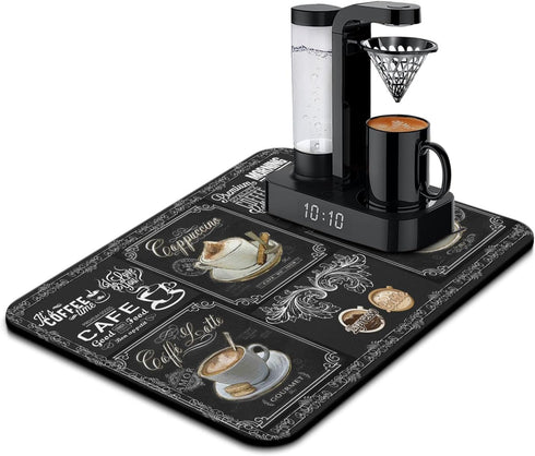 Kuyig Home Coffee Bar Mat Accessories for Countertop Super Absorbent Anti-Slip Silicone Flower Dish