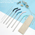 Senneny Set of 5 Stainless Steel Straws with Silicone Flex Tips, 2 Cleaning Brushes, and 1 Portable Bag (Silver)