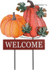 YEAHOME Fall Decorations, 22" Decorative Garden Stakes with 2 Pack Pumpkin Welcome Sign for Outdoor Yard Decor