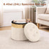 Room13x13x12.4(Beige,1pcs) xuperbonus Small Ottoman with Storage,Folding Round Ottoman with Gold Trim,Velvet Storage