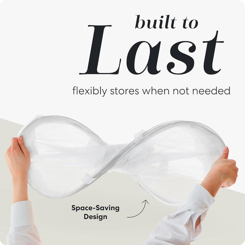 Handy Laundry Mesh Popup Hamper - White, Two Compartments, Collapsible for Easy Storage, Great for Kids Room or Travel.