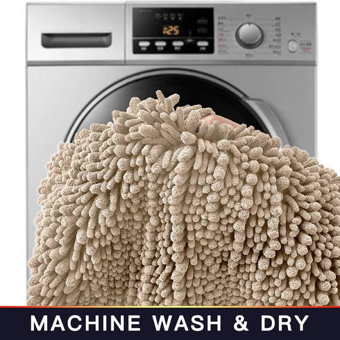 Walensee Non Slip Bathroom Rug (32x20 Inch Beige), Water Absorbent Super Soft Shaggy Chenille Mat