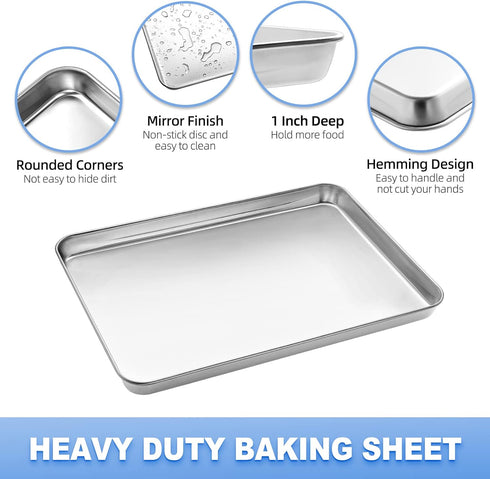 Zacfton Baking Sheet with Wire Rack Set, Stainless Steel Cookie Sheet Baking Pan, 12.4 x 10 x 1 Inch
