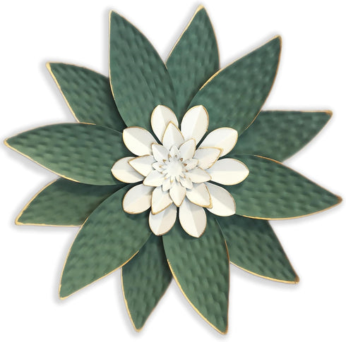 Metal Flower Wall Art Decor, 10" Rustic Modern Antique Floral Sculpture, Distressed Iron Wall Hanging for Home