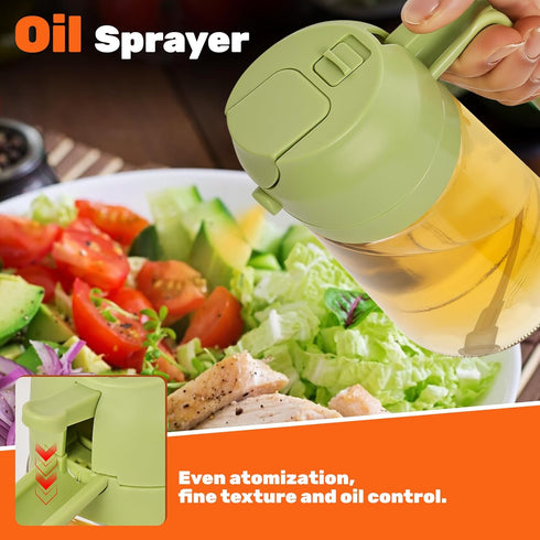 CJT 2 Pack 2 1 Sprayer,16.5OZ/470ML Nozzle Oil Dispenser Bottle for Kitchen, in Olive Oil Glass Oil Spray Bottle
