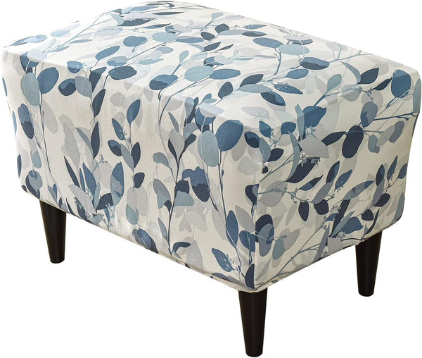 KRFOONN Ottoman Slipcovers Stretch Rectangle Footrest Stool Covers Printed Ottoman Cover for