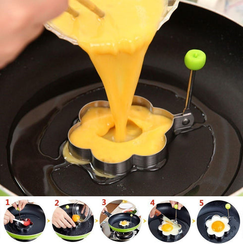 8pcs Set Fried Egg Rings Molds - Non Stick for Griddle Pan, Egg Shaper Pancake Maker with Handle