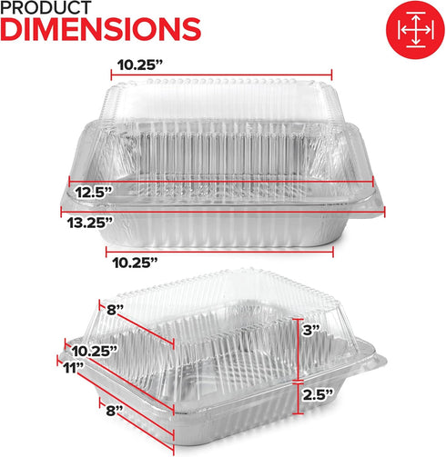 Stock Your Home 9x13 Disposable Baking Pan with Lid, Heavy Duty Aluminum Cake Pans for Lasagna and Casserole (10 Pack)