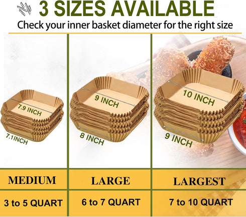 Large Air Fryer Disposable Paper Liners, 125 Pcs Parchment Paper Liner for 5-8QT Air Fryer