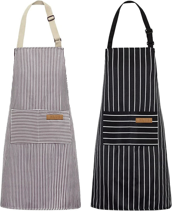 NLUS 2 Pack Kitchen Cooking Aprons, Adjustable Bib Soft Chef Apron with