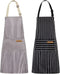 NLUS 2 Pack Kitchen Cooking Aprons, Adjustable Bib Soft Chef Apron with